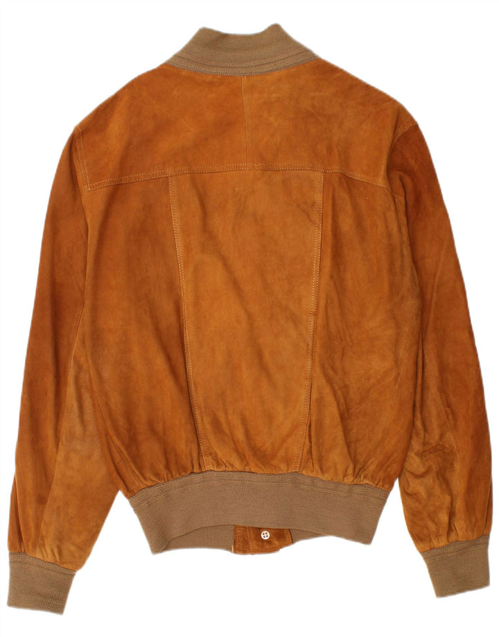 vintage Mens Suede Bomber Jacket IT 50 Grand Brun