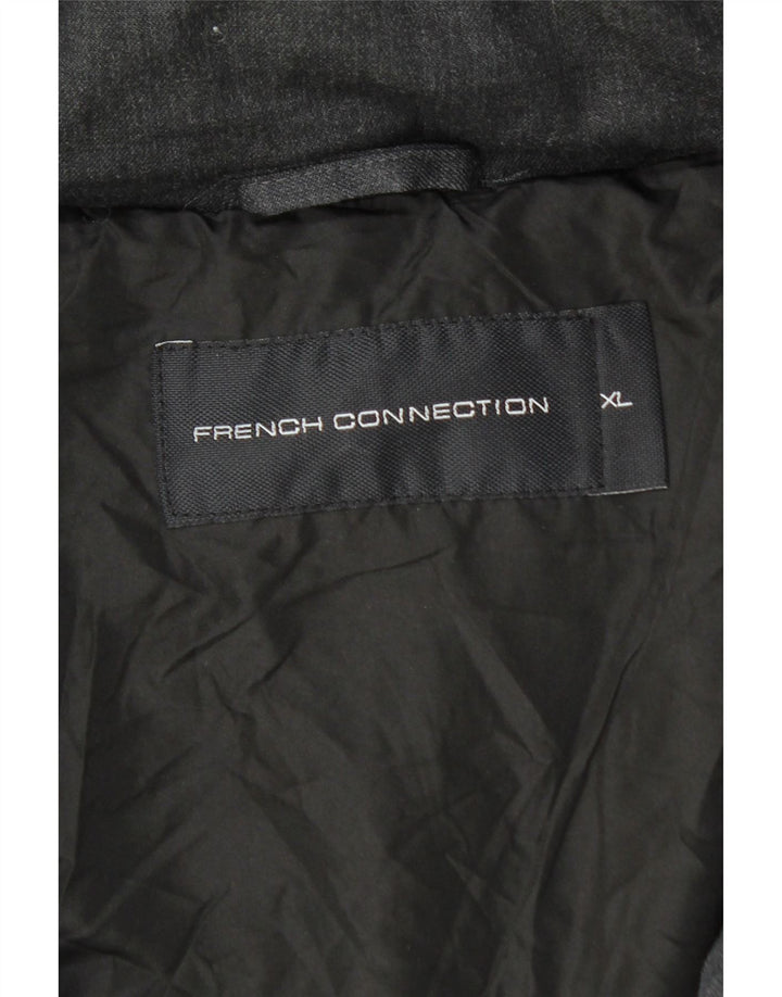 French Connection Veste matelassée à capuche pour homme UK 42 XL Laine noire