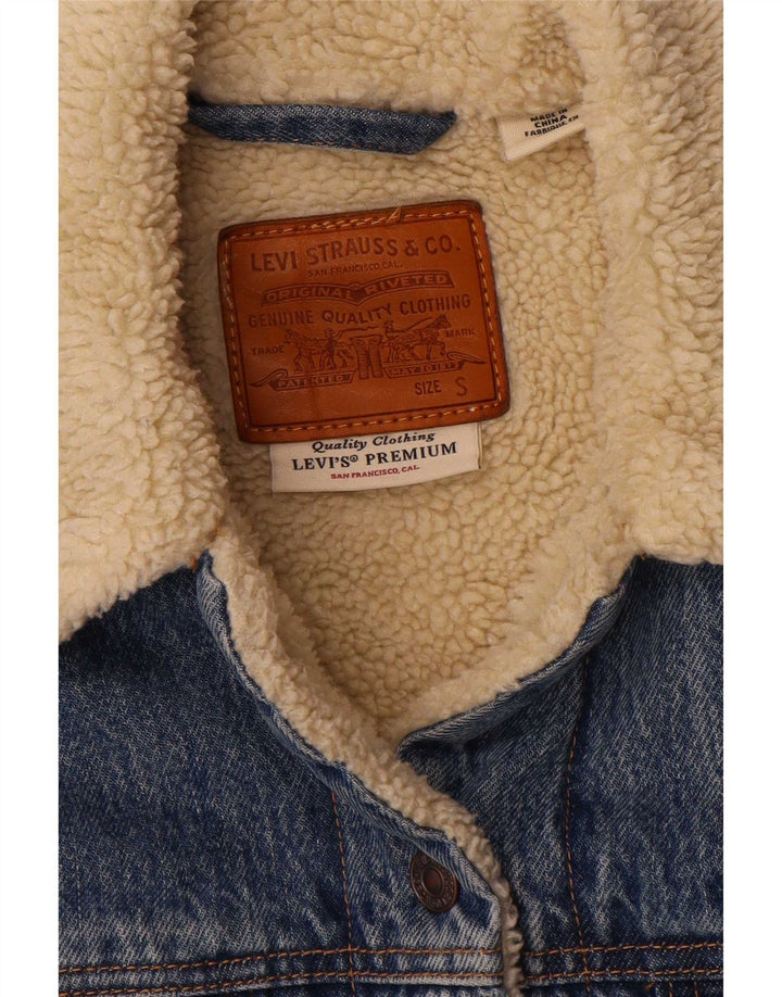 Levi's Veste Sherpa En Jean Oversize Femme UK 10 Petit Bleu Coton