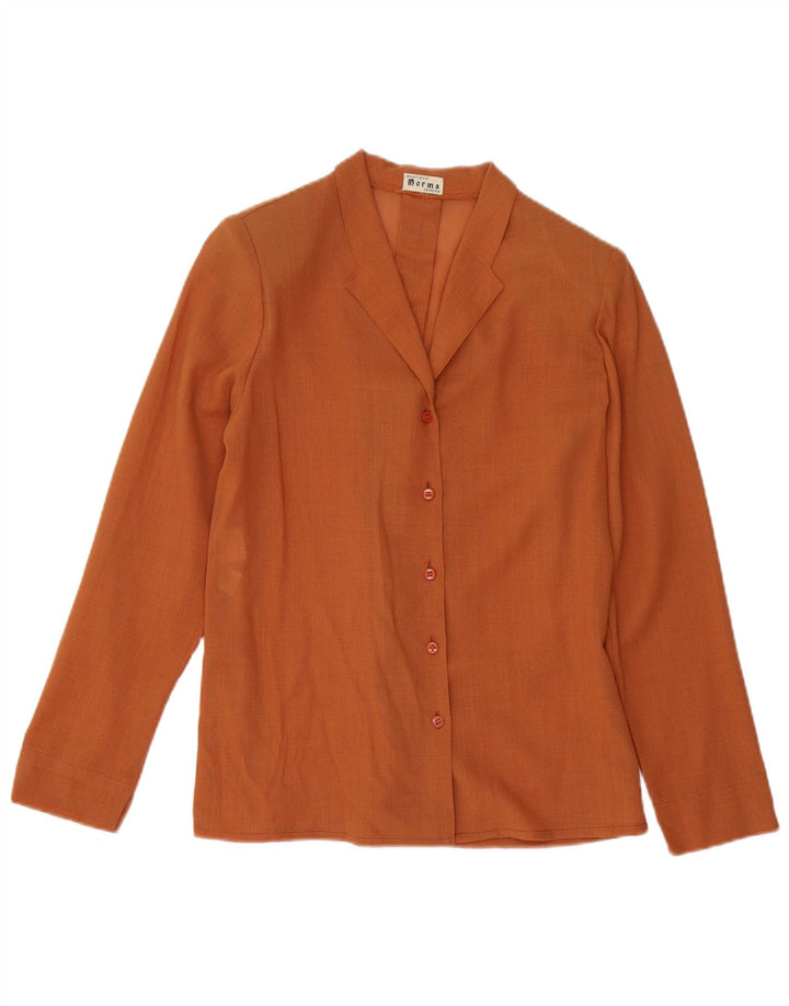 Chemisier chemise femme vintage IT 46 grande laine vierge marron