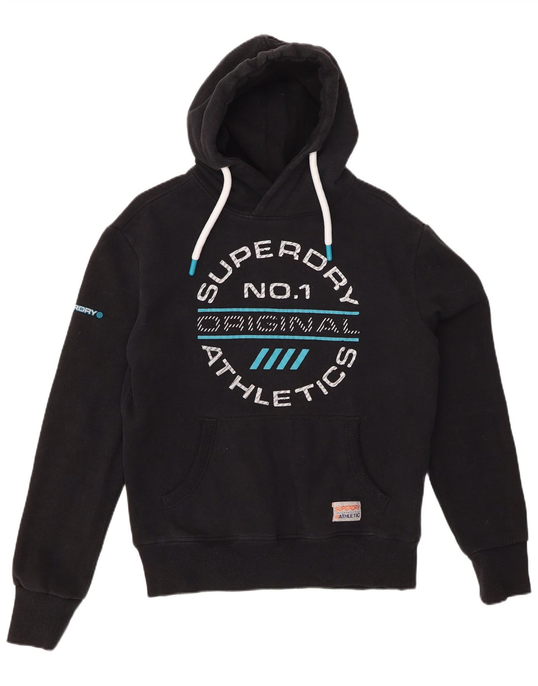 SUPERDRY Pull à capuche graphique pour hommes, petit coton noir