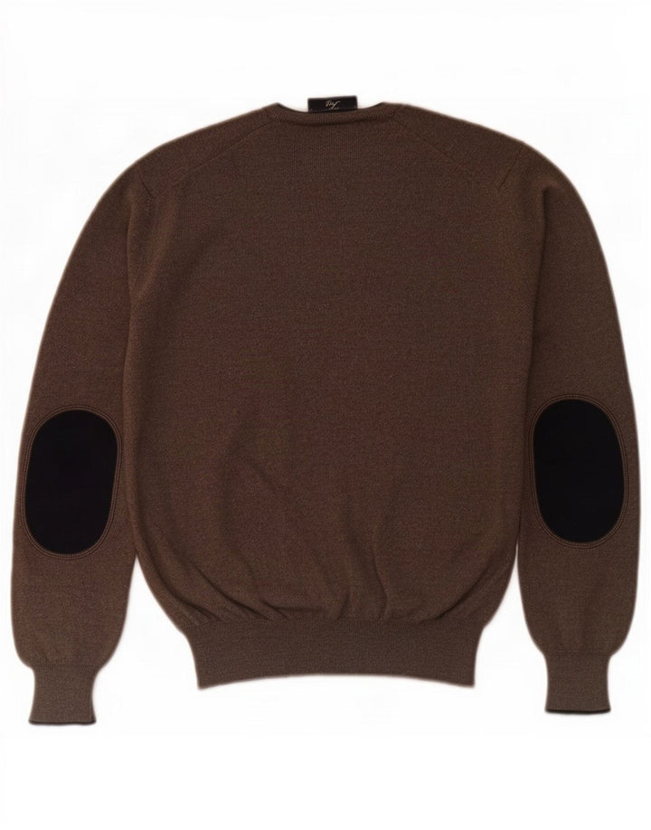 Fay Pull Col V Homme IT 46 Petit Marron Laine Vierge