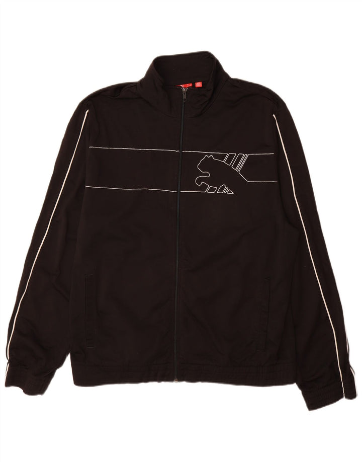 Puma Veste de survêtement graphique pour hommes, grande taille, en polyester à rayures noires, sport