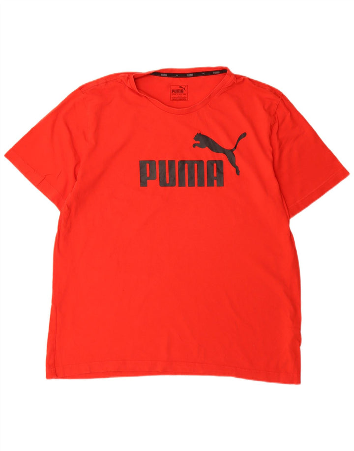 Puma Homme Graphic T-Shirt Top Large Rouge Coton