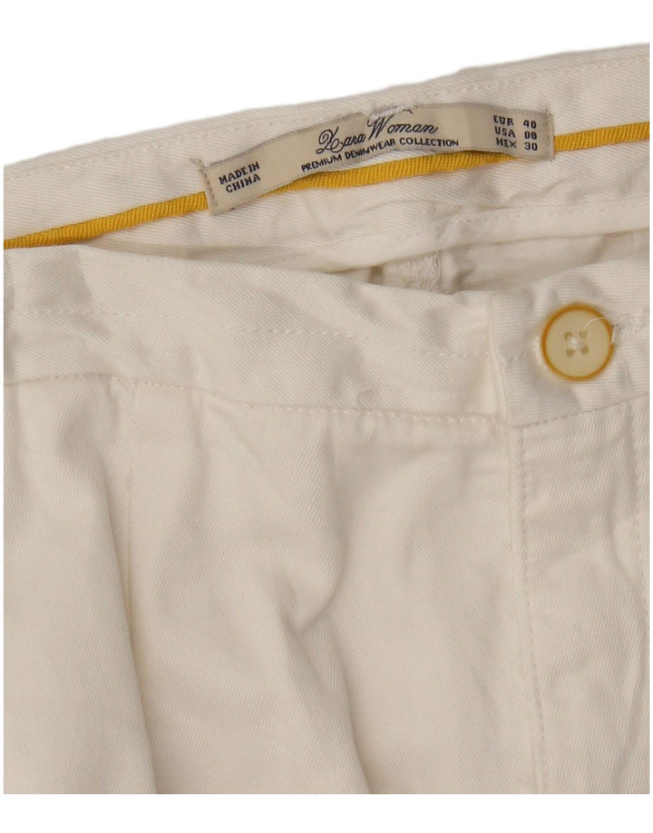 Zara Pantalon Chino Droit Femme EU 40 Medium W30 L28 Blanc