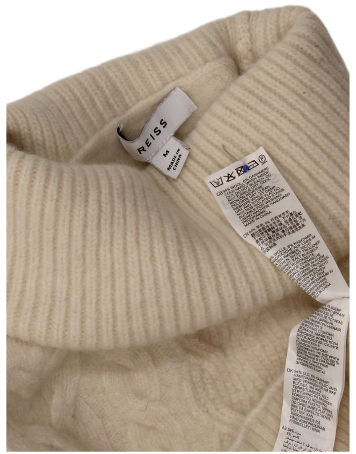 Reiss Pull col roulé pour femme UK 14 Medium Off White Laine
