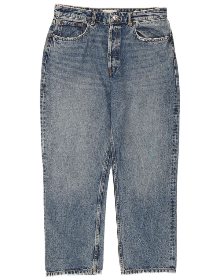 Zara Jean court taille haute pour femme EU 44 XL W34 L26 Bleu Coton