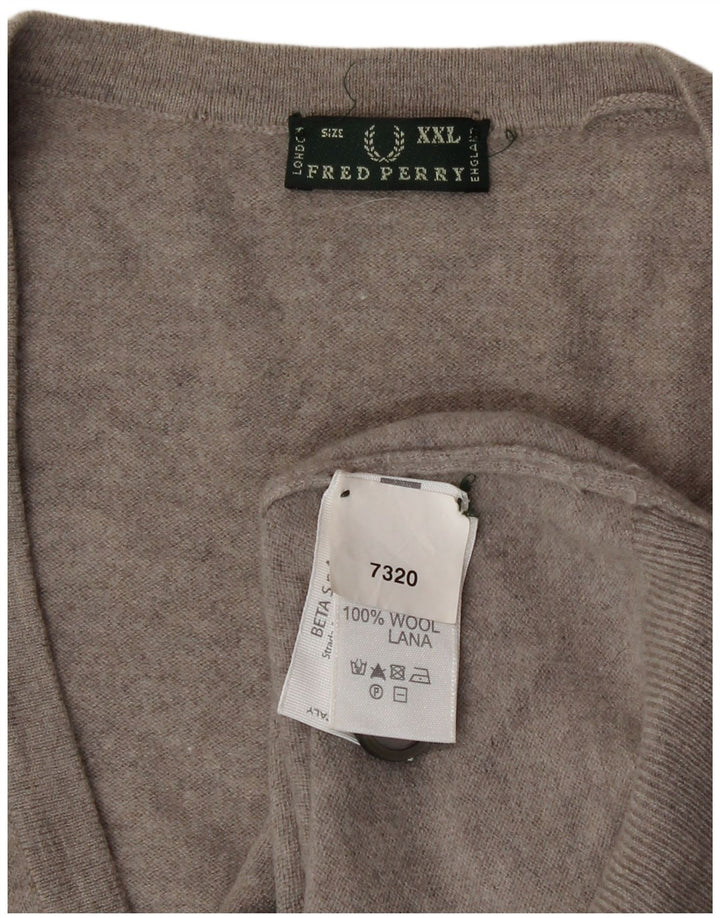 Fred Perry Pull Cardigan Femme UK 20 2XL Gris Laine