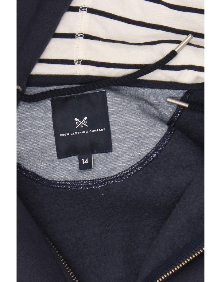 CREW CLOTHING Pull à capuche zippé pour femme UK 14 en coton bleu marine moyen