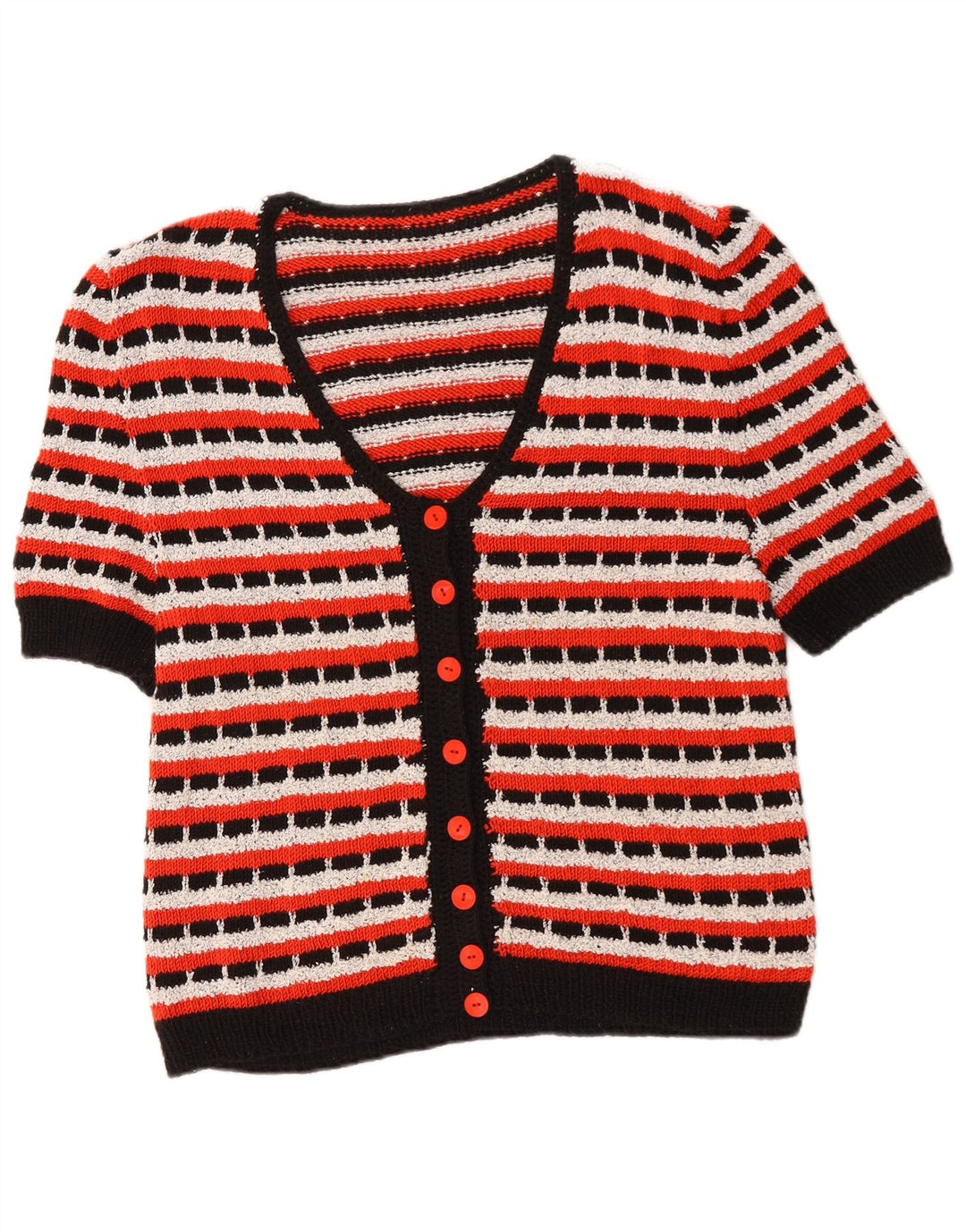 vintage Womens Cardigan Sweater UK 14 Moyen Multicolore Rayé