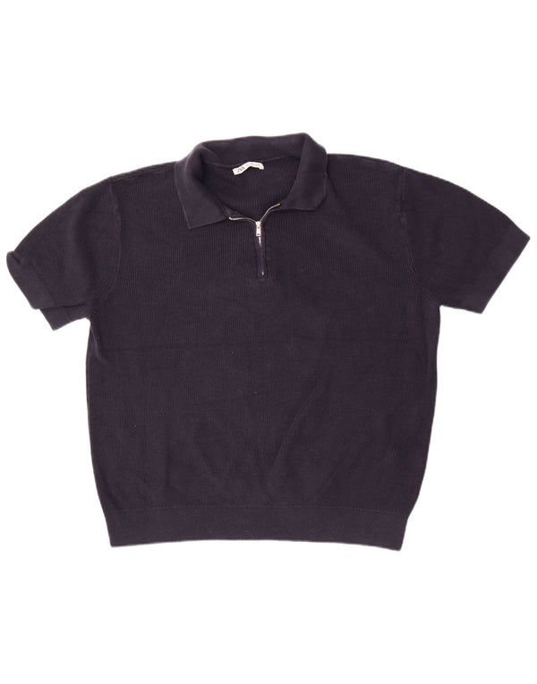Zara Polo Homme Large Bleu Marine Coton