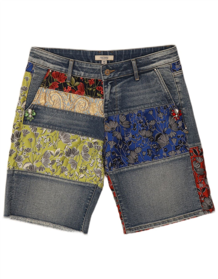 Fracomina Short en jean femme W27 petit bleu patchwork
