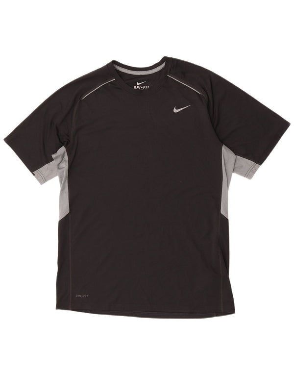 Nike Hommes Dri Fit T-Shirt Haut Large Noir Colorblock Polyester