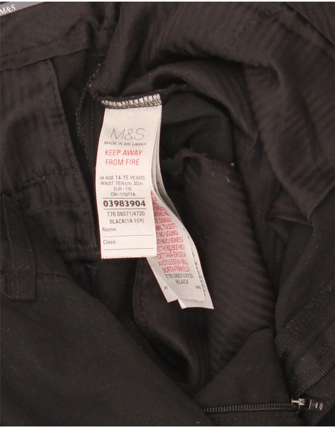 Marks & Spencer Pantalon de Costume Slim Garçon 14-15 Ans W30 L30 Noir Polyester