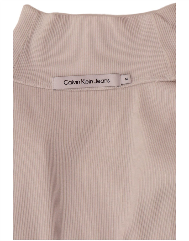 CALVIN KLEIN JEANS Haut court à manches longues pour femme UK 12 Blanc moyen