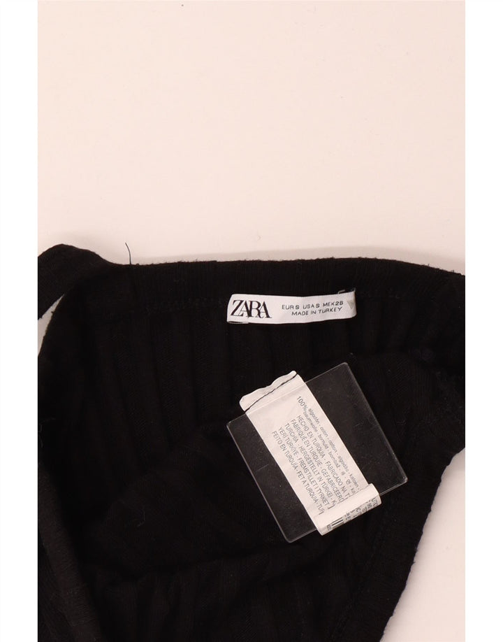Zara Womens Crop Top UK 8 Small Noir Coton