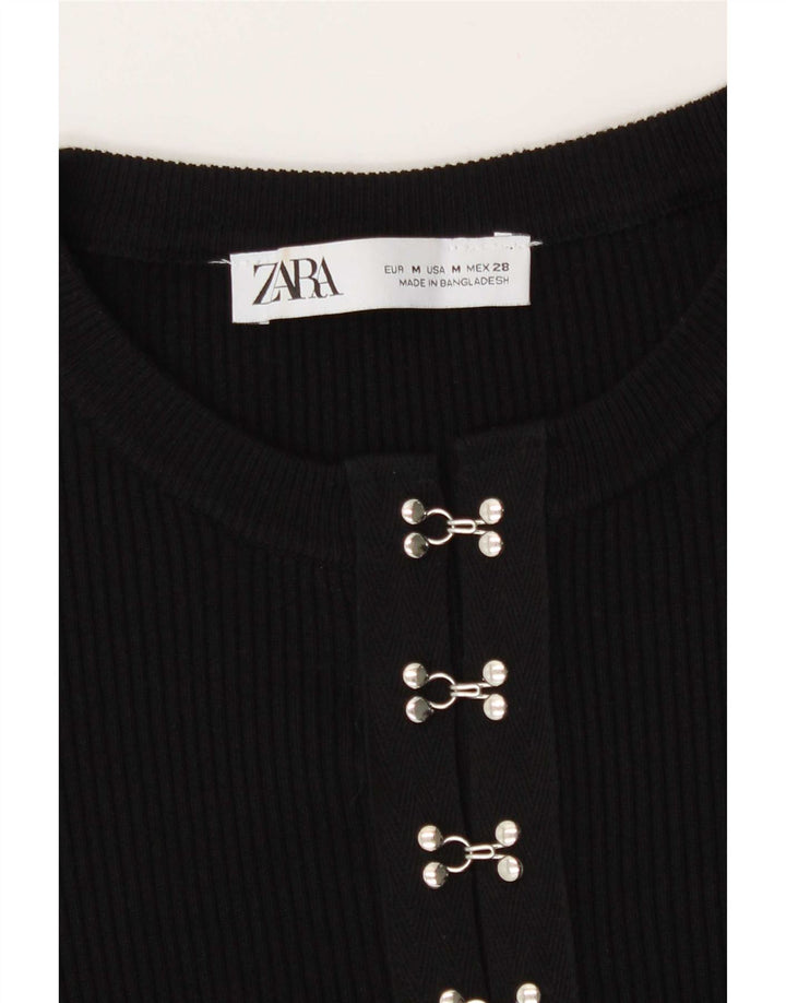 Zara Cardigan à manches longues pour femme UK 12 Noir moyen