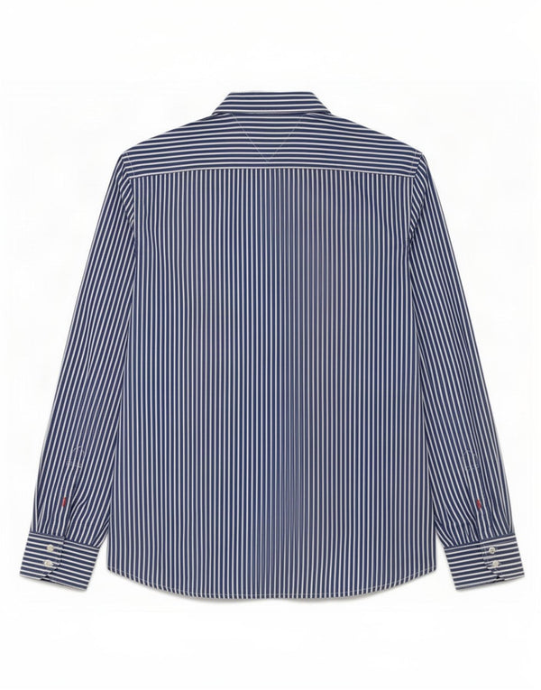 Tommy Hilfiger Chemise Homme Bleu Marine Moyen Fines Rayures Coton