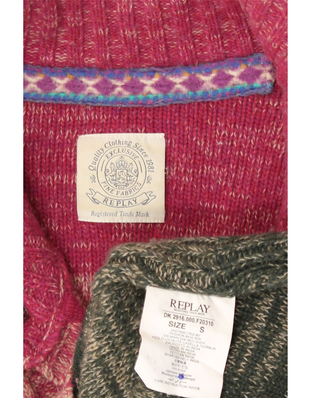 Replay Cardigan Femme Pull UK 10 Small Multicolore Colourblock