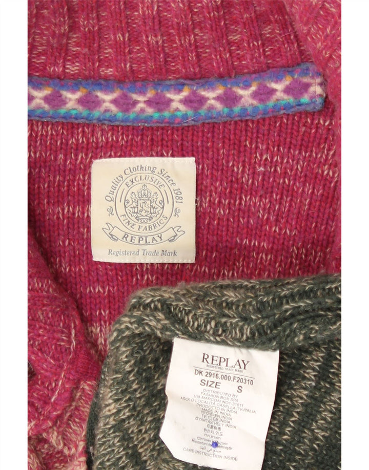 Replay Cardigan Femme Pull UK 10 Small Multicolore Colourblock