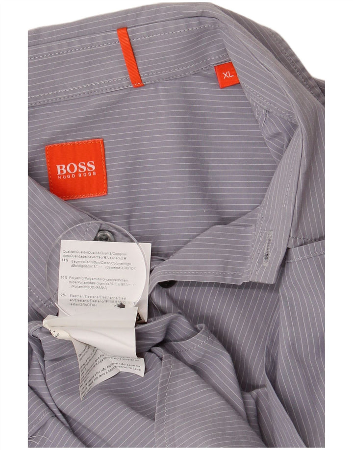 HUGO BOSS Chemise XL en coton à fines rayures bleues