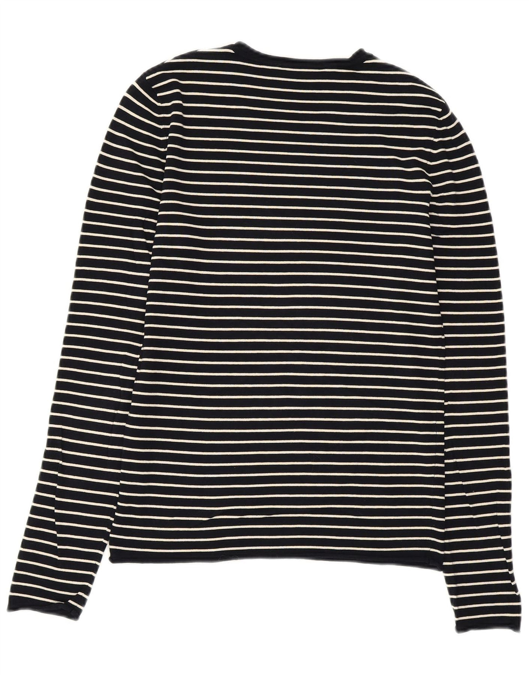 ZARA Pull à col rond pour femme UK 14 Large en viscose rayée bleu marine