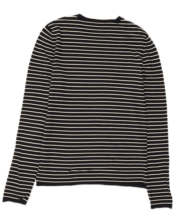 ZARA Pull à col rond pour femme UK 14 Large en viscose rayée bleu marine