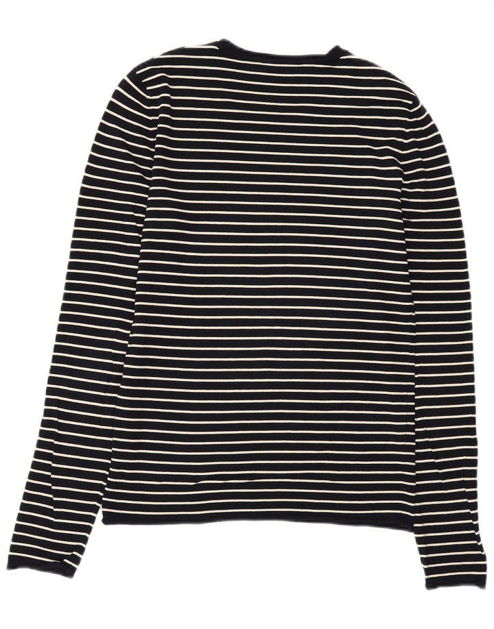 ZARA Pull à col rond pour femme UK 14 Large en viscose rayée bleu marine