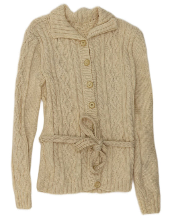 vintage Femme Cardigan Pull UK 14 Beige Moyen