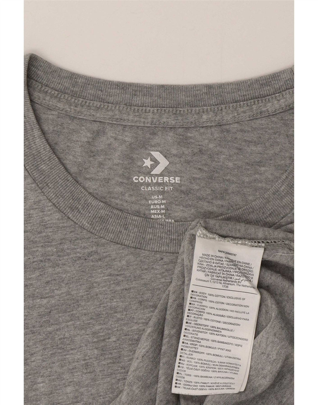 Converse T-shirt pour femme en coton gris moyen UK 42
