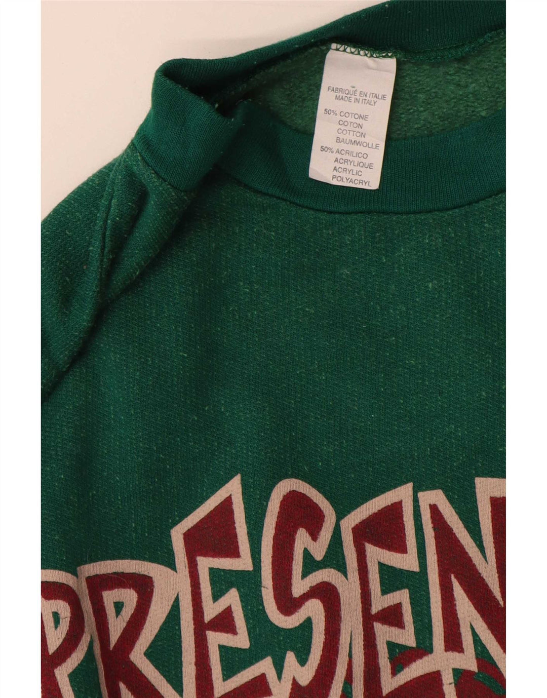 vintage Mens Graphic Sweatshirt Jumper XL Coton Vert