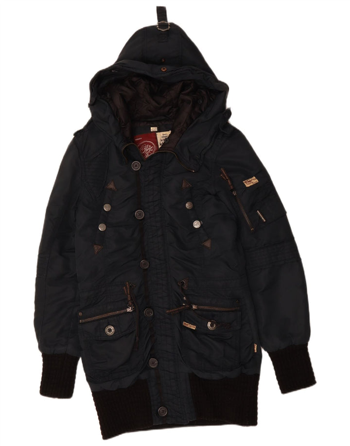 KHUJO Parka à capuche pour homme UK 38 Bleu marine moyen