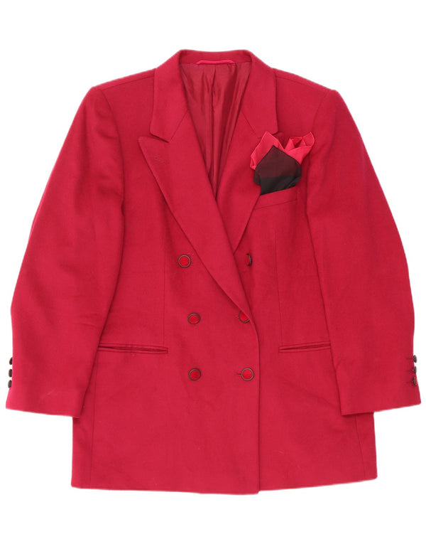 vintage Femme Double Breasted Blazer Veste EU 40 Laine d’agneau rouge moyen