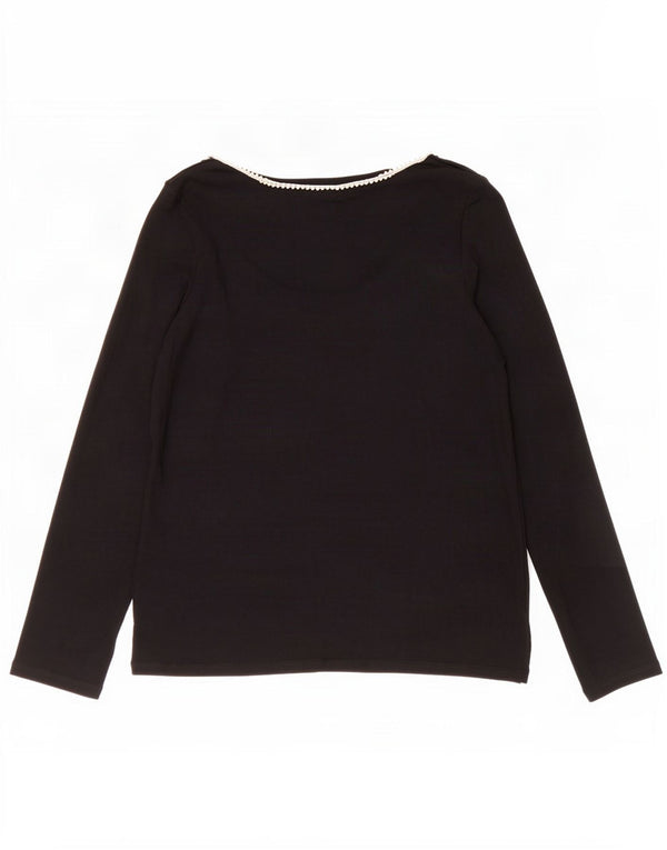 Zara Femme Top Manches Longues UK 14 Large Noir Viscose