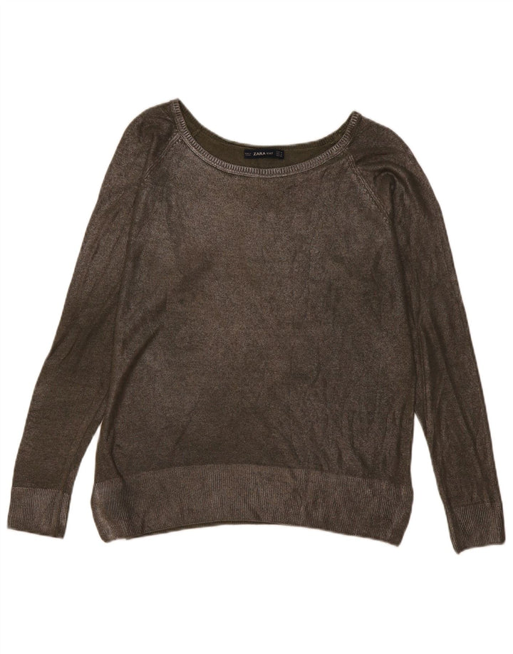 Zara Pull col bateau pour femme UK 14 Kaki moyen
