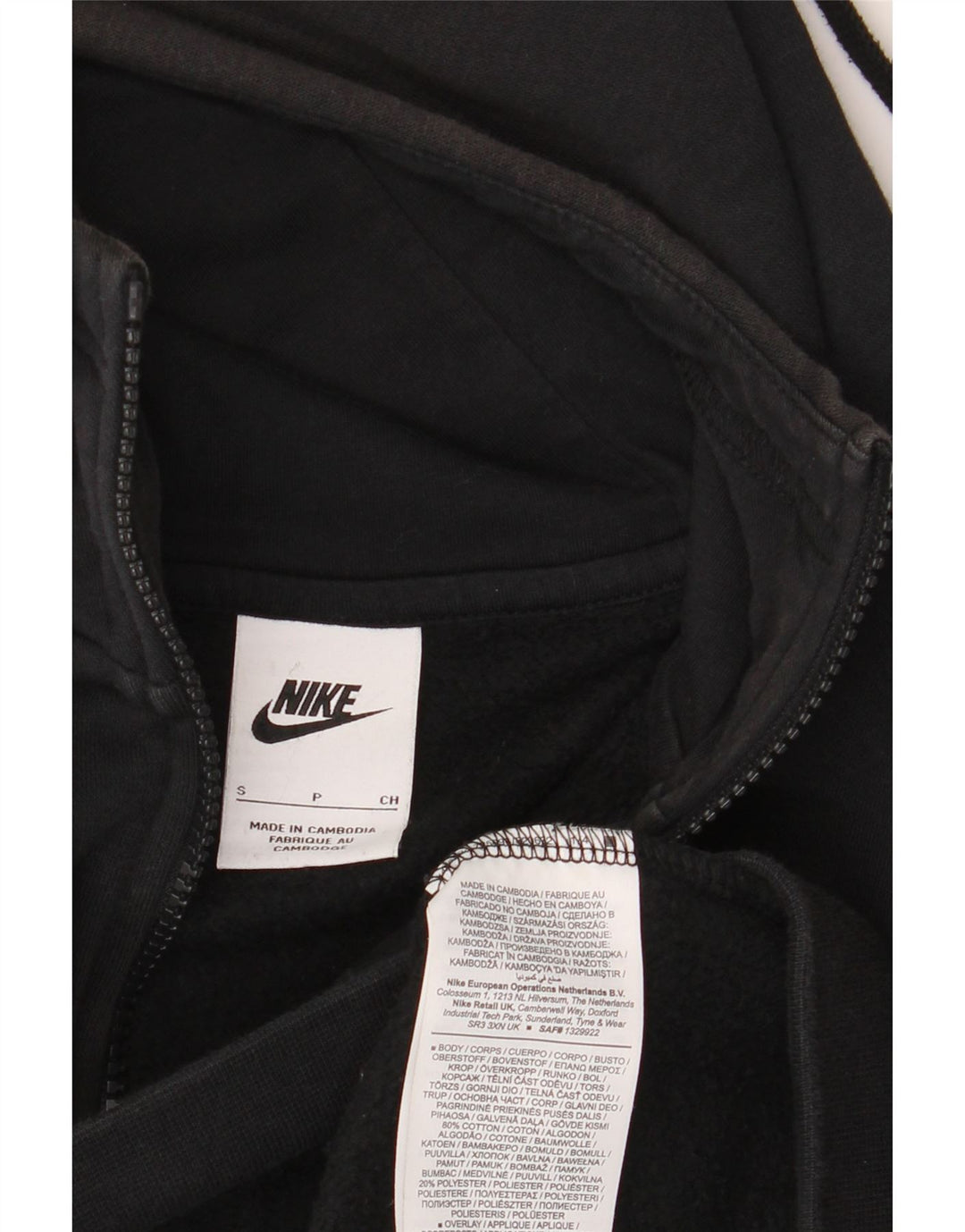 Nike Pull à capuche zippé pour homme Petit coton noir