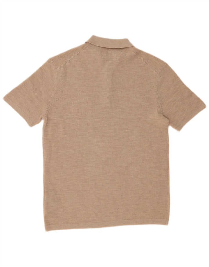 All Saints Pull à manches courtes et col polo pour homme, grand beige