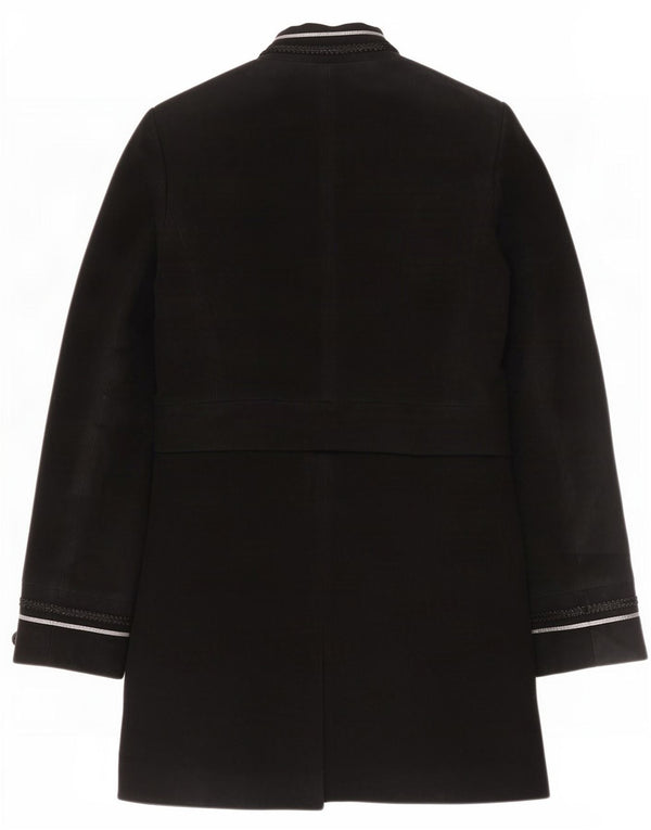 Zara Womens Pardessus UK 12 Moyen Noir Coton