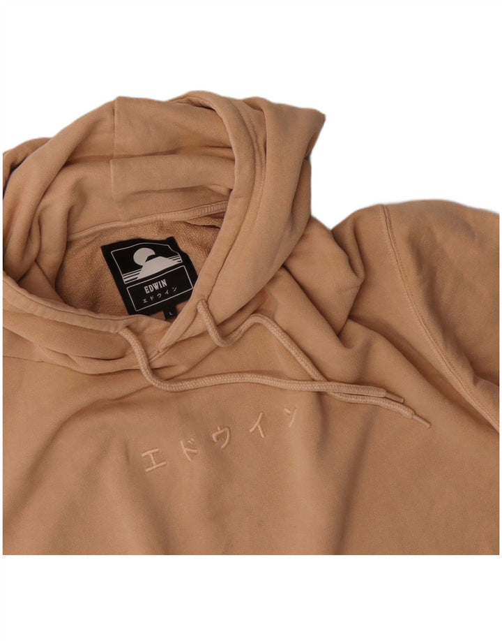 Edwin Pull à capuche graphique pour homme Grand coton beige