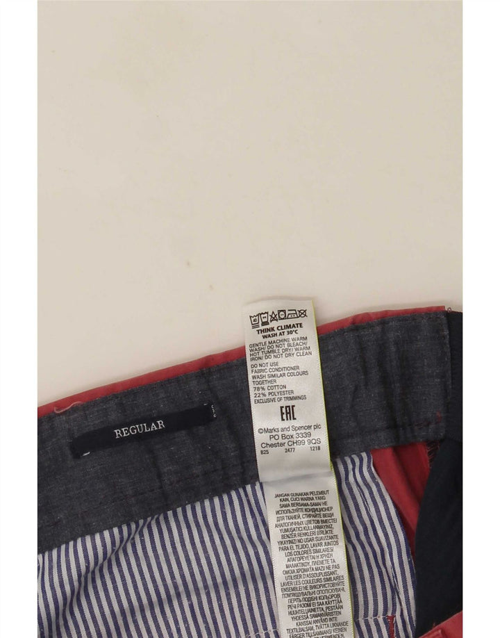 Marks & Spencer Pantalon de costume droit pour homme W32 L28 Rose Coton