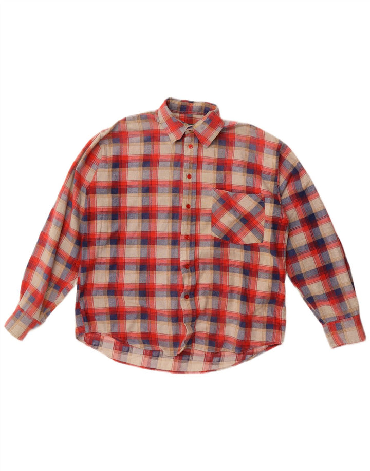 John Peel Chemise en flanelle pour homme en coton à carreaux rouge moyen