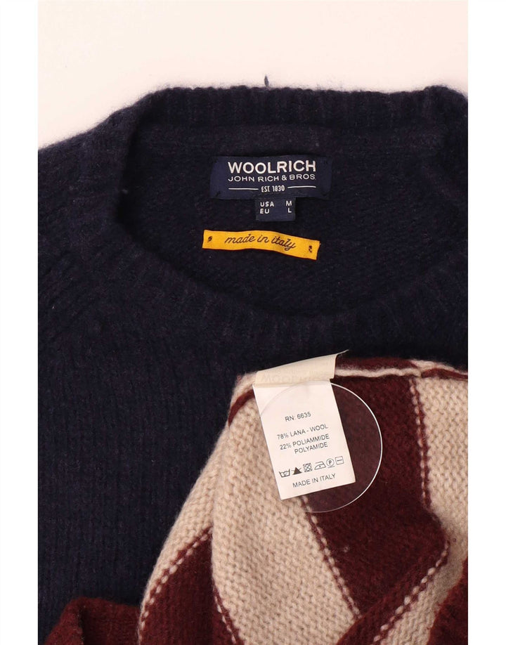 Woolrich Pull col rond homme en laine rayée bleu marine moyen