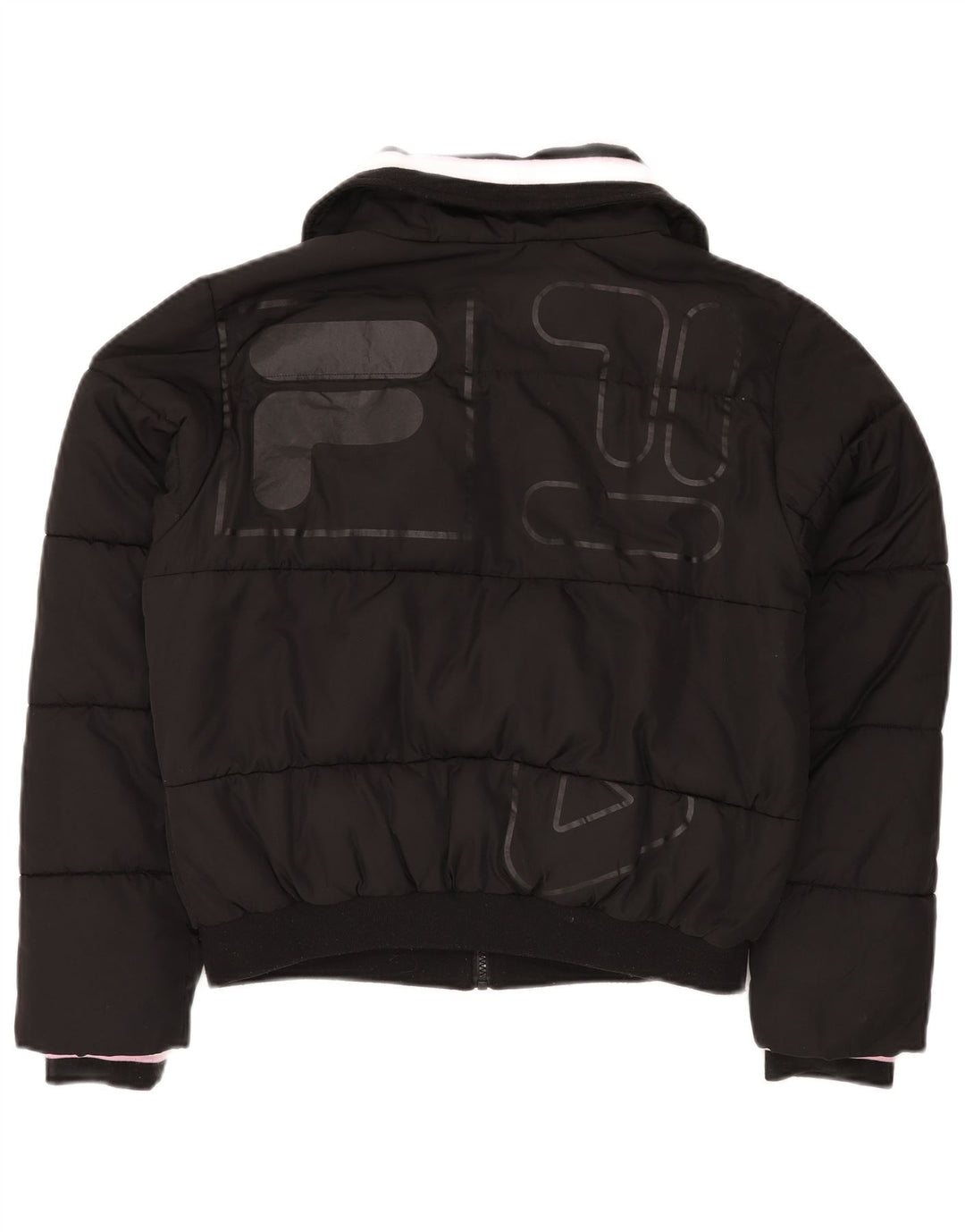 FILA Veste matelassée graphique pour femme UK 14 Polyester noir moyen