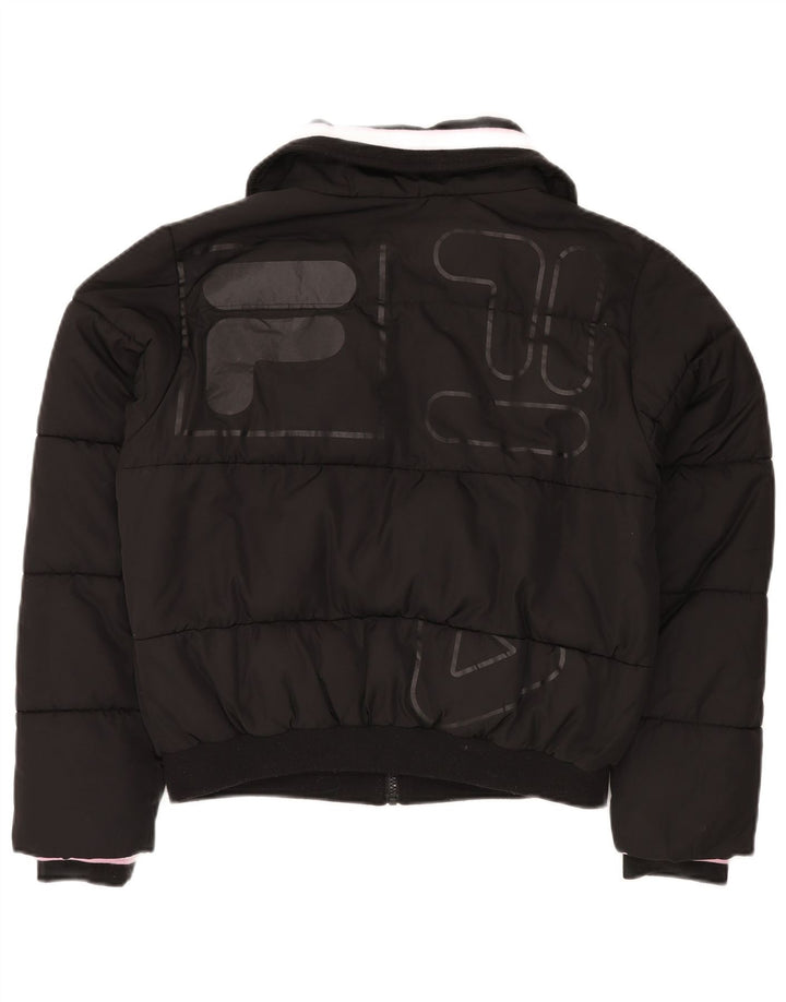 FILA Veste matelassée graphique pour femme UK 14 Polyester noir moyen