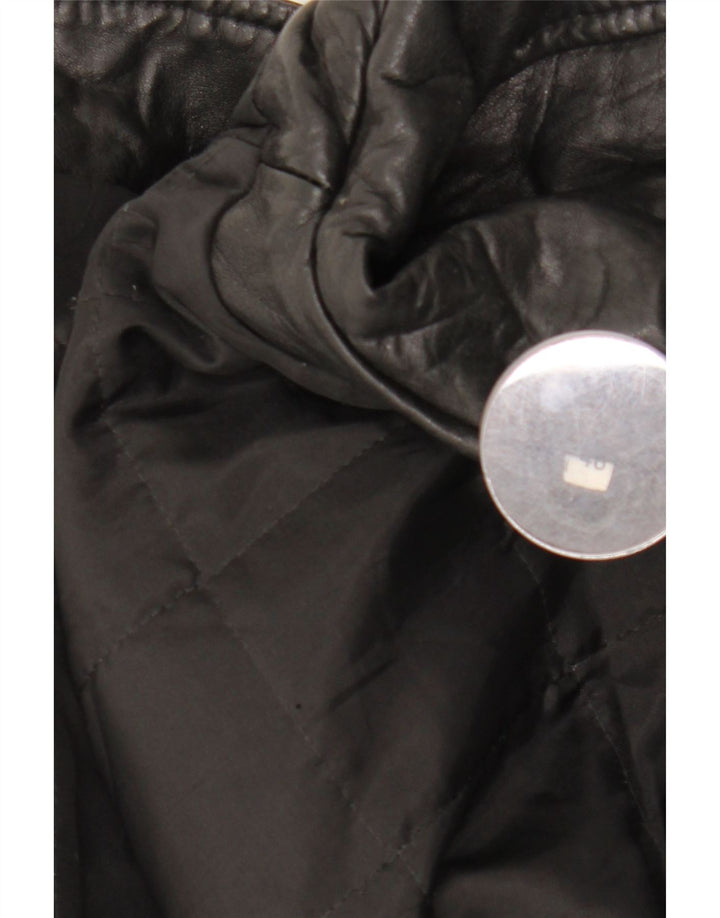 Veste en cuir surdimensionnée femme vintage EU 40 Cuir noir moyen