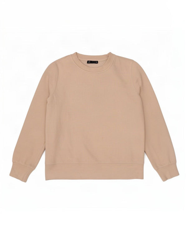 Zara Sweat-shirt surdimensionné pour femme UK 10 Petit coton beige