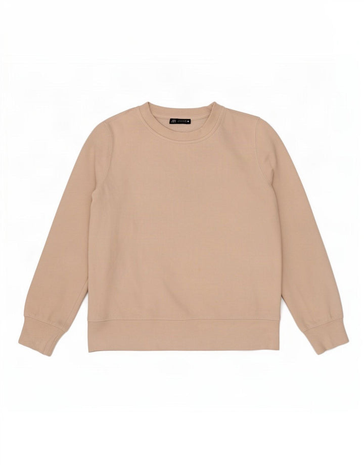 Zara Sweat-shirt surdimensionné pour femme UK 10 Petit coton beige