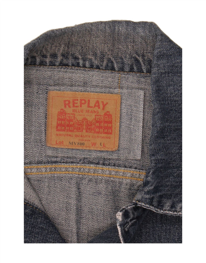 REPLAY Womens Denim Jacket UK 14 Large Blue Vintage Replay and Second-Hand Replay from Messina Hembry 