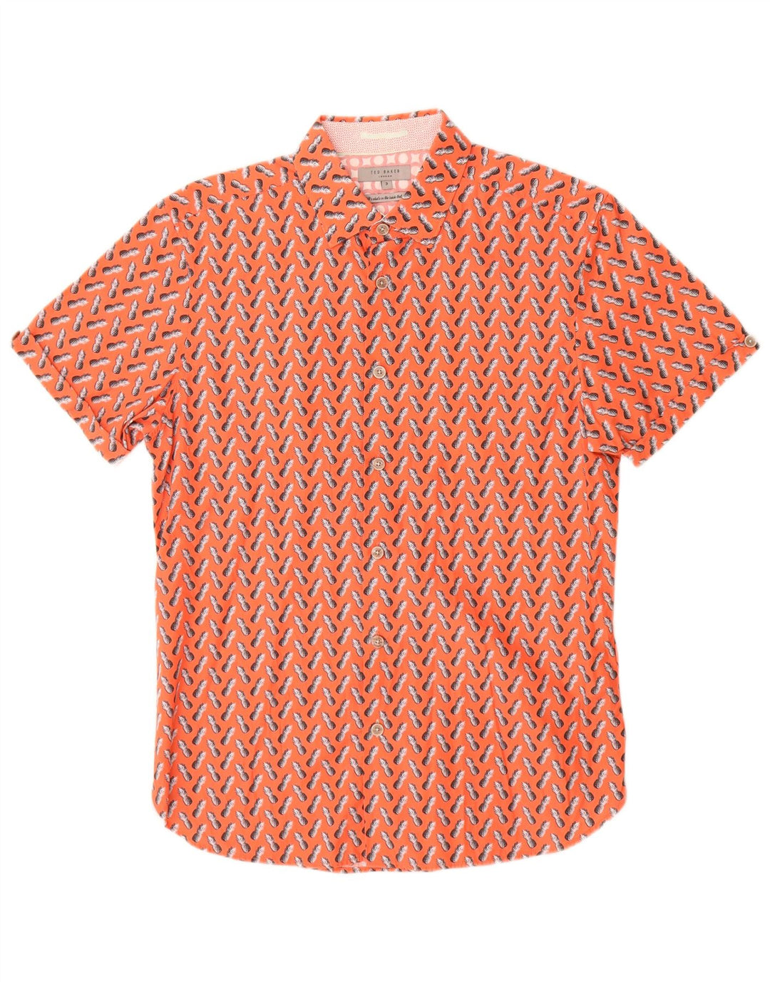 Ted Baker Chemise à manches courtes à motif abstrait pour homme Taille 3 Orange moyen