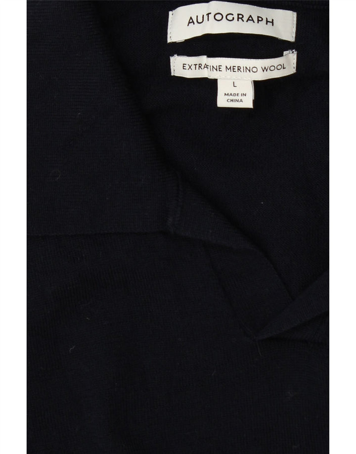 Marks & Spencer Pull à col polo autographe pour homme, grand, bleu marine